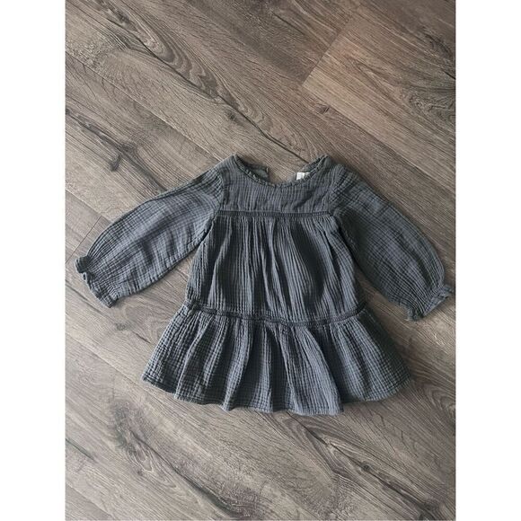 Zara Toddler Ruched Textured Gray A Line Dress 12-18 months - Picture 1 of 3